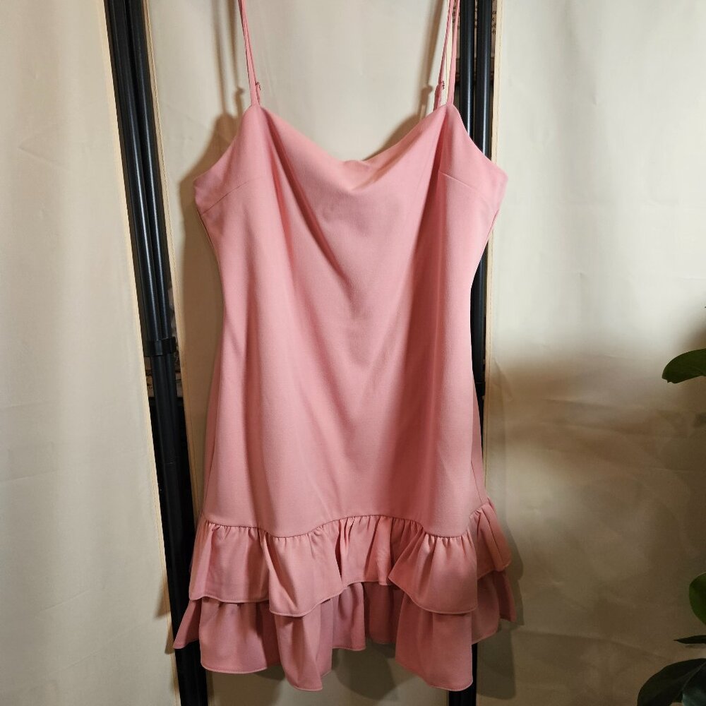 BCBGeneration Tiered Ruffle Hem Mini Dress Coral Pink Size 16